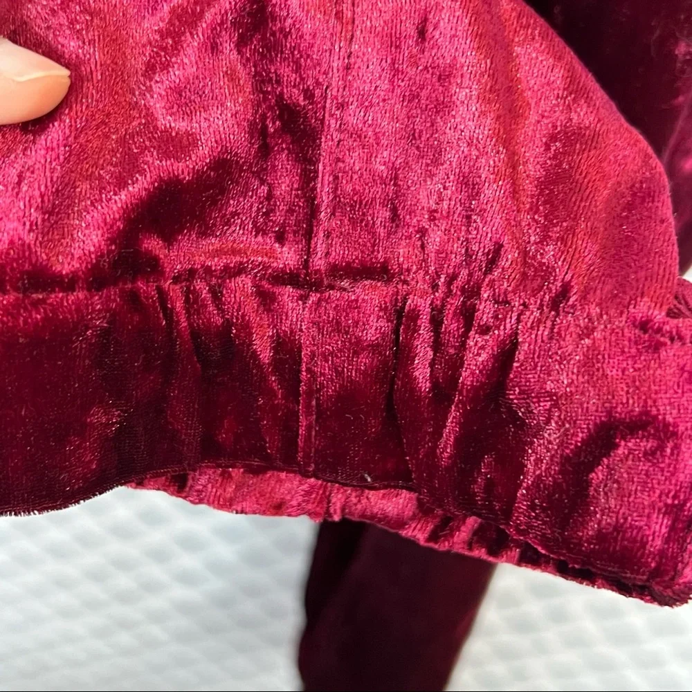 NWT Jolt The Lounge Act Burgundy Velour Belted Joggers Pant